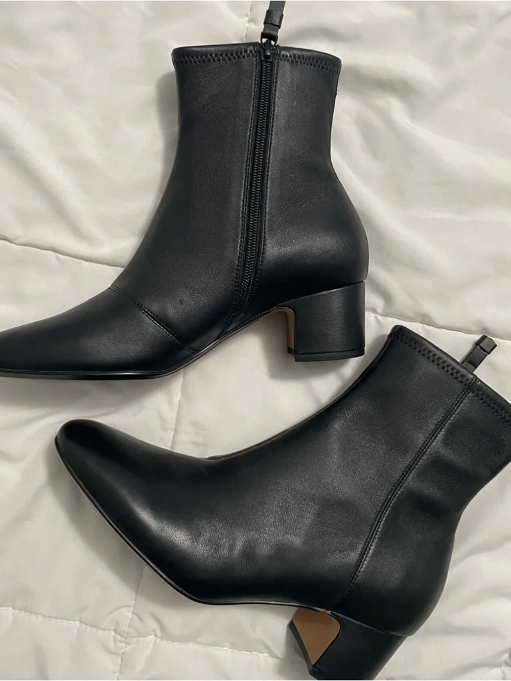 Birdies Black Leather Ankle Booties - Picture 1 of 10
